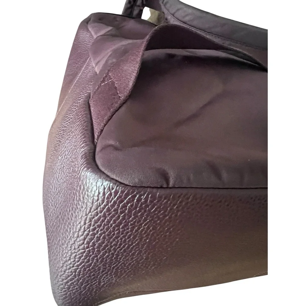 Coach Oxblood Burgundy Pebble Leather Nylon Backpack Travel Daypack 14